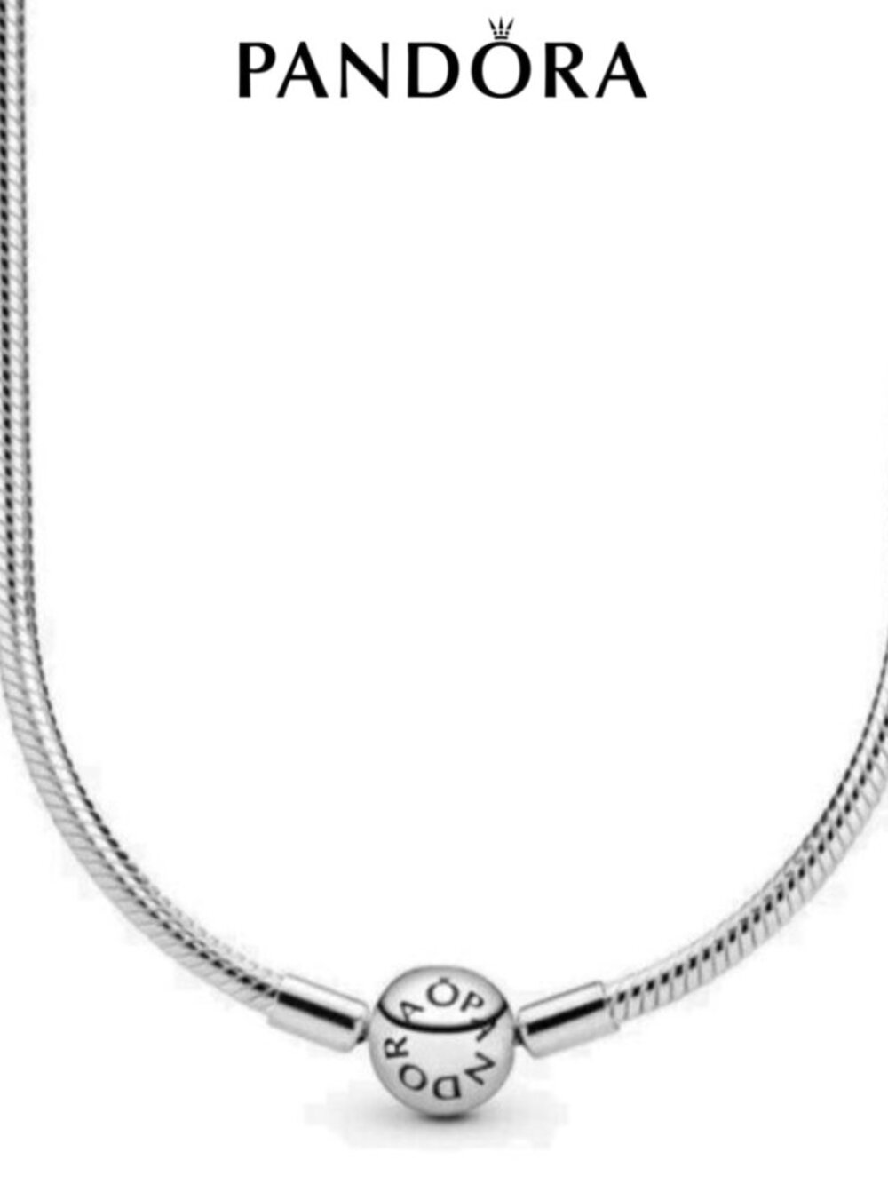 Pandora Moments Snake Silver Chain Necklace Class 50cm Chain Necklace Round